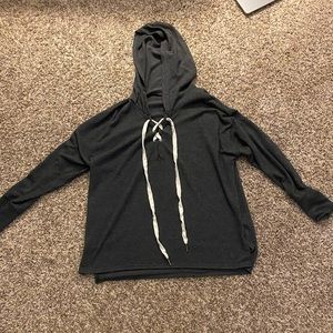 Lace up hooded sweater